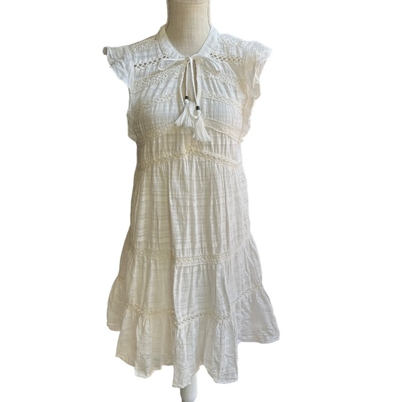 Knox Rose Dresses & Skirts - Knox‎ Rose Women's Short Sleeve Tire Neck White Boho Midi Dress Size S